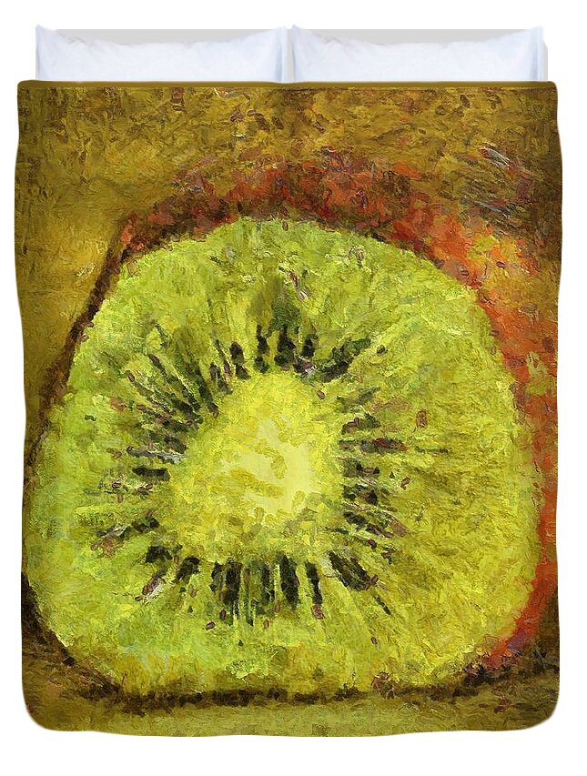 Kiwifruit Duvet Cover featuring the painting Kiwifruit by Dragica Micki Fortuna