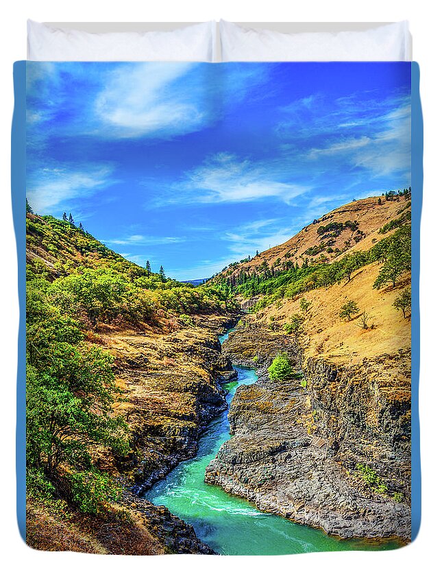 Riverscape Duvet Cover featuring the photograph Klickitat River Canyon by Jason Brooks