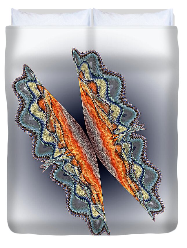 Butterfly Duvet Cover featuring the digital art Knitted Butterfly Abstract by Shari Nees