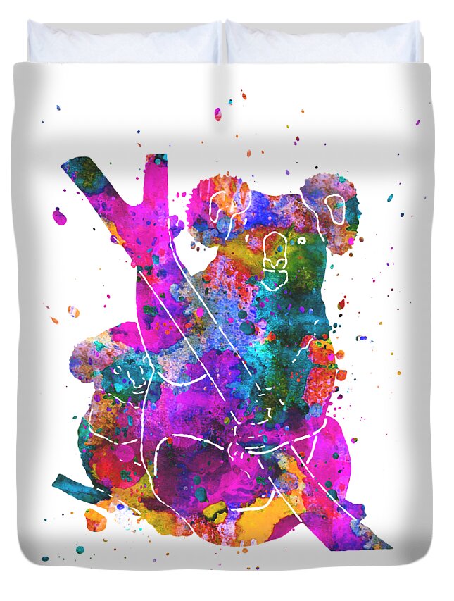 Koala Duvet Cover featuring the painting Watercolor Koala by Zuzi 's