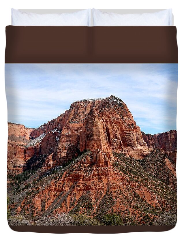Kolob Canyon Duvet Cover featuring the photograph Kolob Canyon Dusted with Snow - 4 by Christy Pooschke