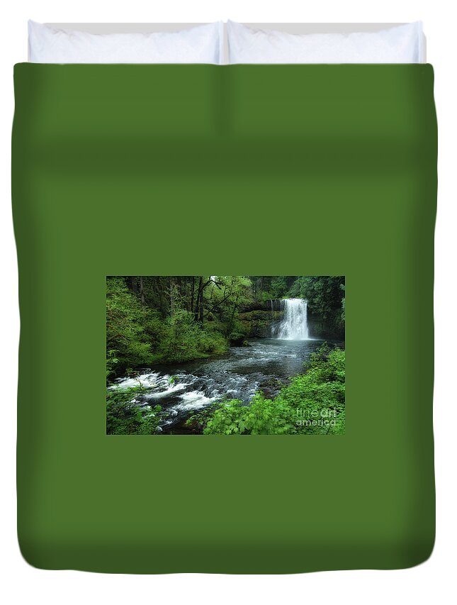 Falls Duvet Cover featuring the photograph Koosah Falls by Mike Nellums