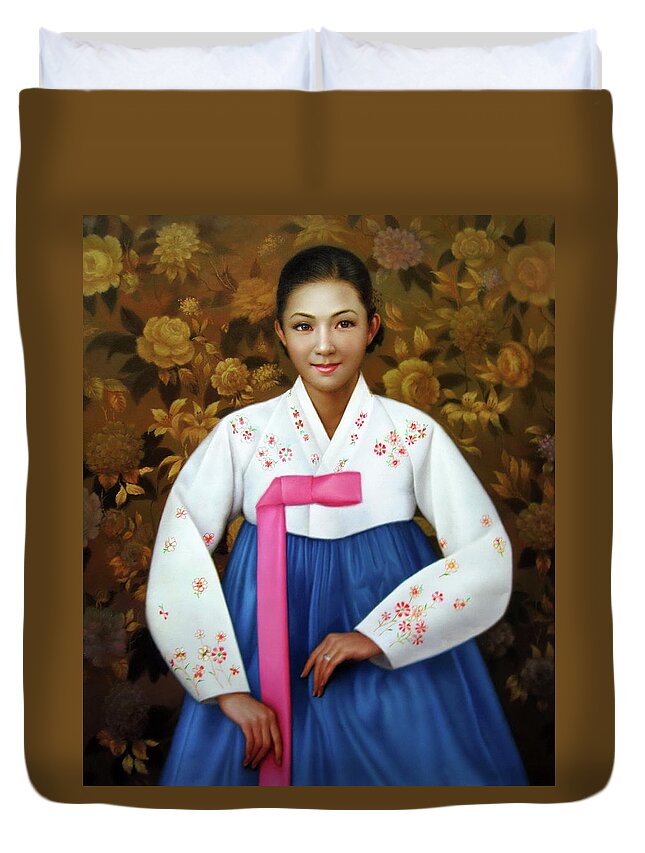 Woman Duvet Cover featuring the painting Korea belle 6 by Yoo Choong Yeul