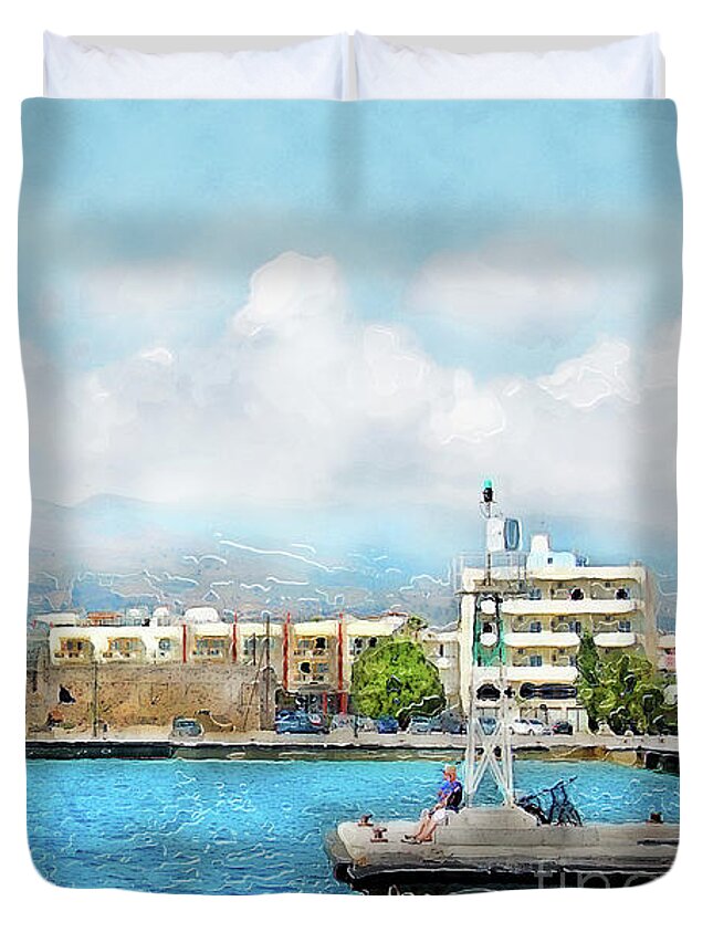 Kos Duvet Cover featuring the painting Kos Greece by Justyna Jaszke JBJart