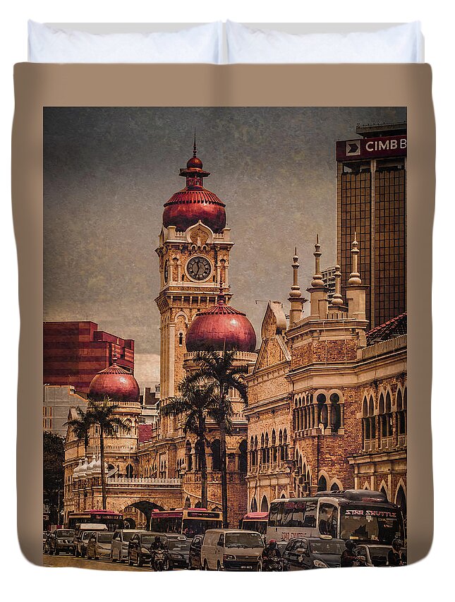 Architecture Duvet Cover featuring the photograph Kuala Lumpur, Malaysia - Red Onion Domes by Mark Forte