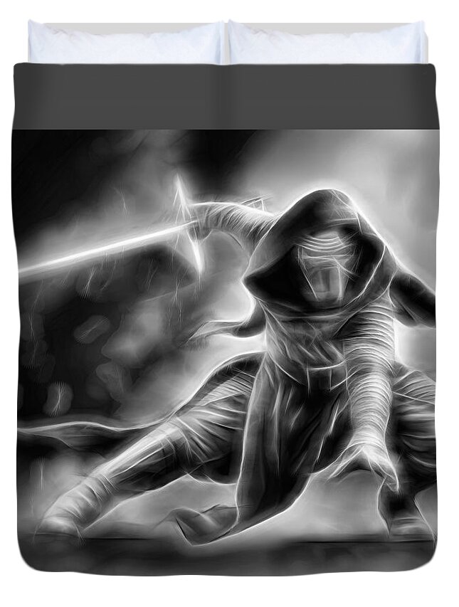 Starwars Duvet Cover featuring the digital art Kylo Ren Nothing Will Stand In Our Way by Scott Campbell