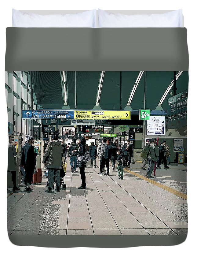 Escalator Duvet Cover featuring the photograph Kyoto Station, Japan Poster 2 by Perry Rodriguez