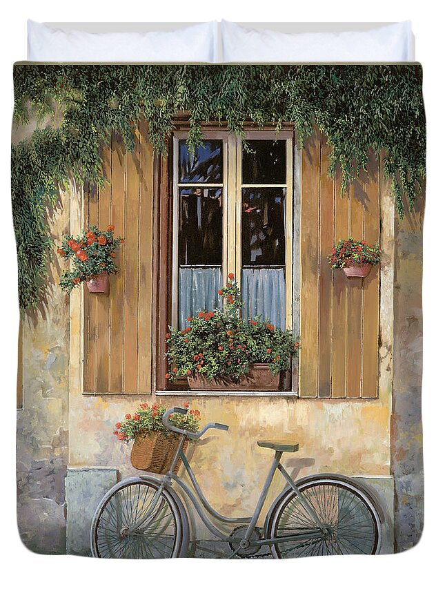 Bike Duvet Cover featuring the painting La Bicicletta by Guido Borelli
