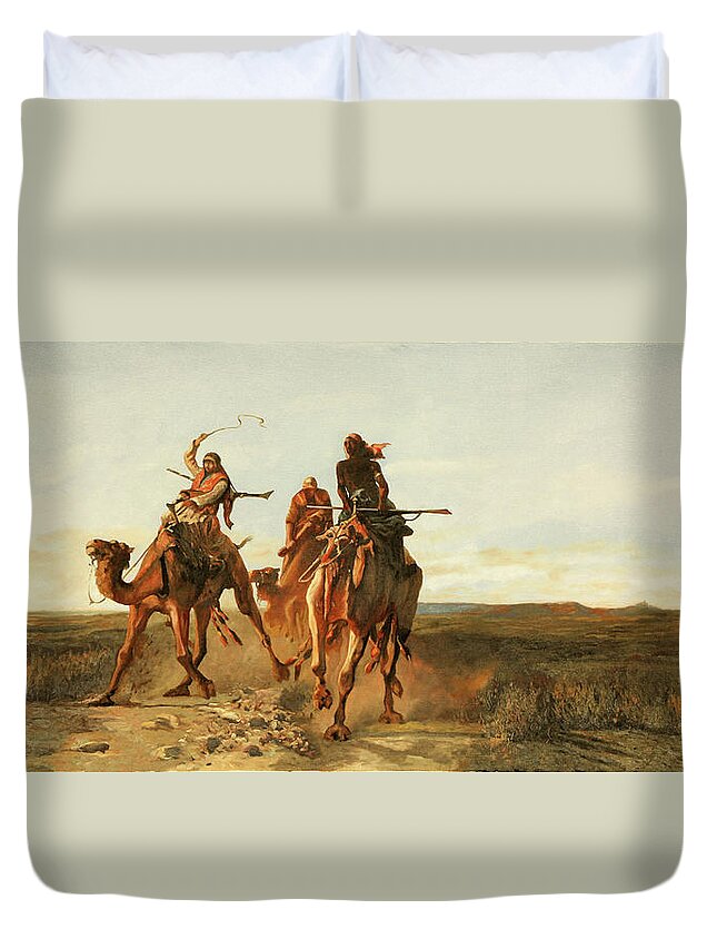 Camel Race Duvet Cover featuring the painting La Corsa Con I Cammelli by Guido Borelli