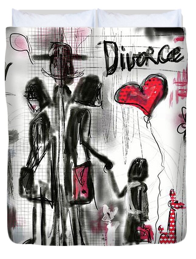 Divorce Duvet Cover featuring the digital art La divorce by Sladjana Lazarevic