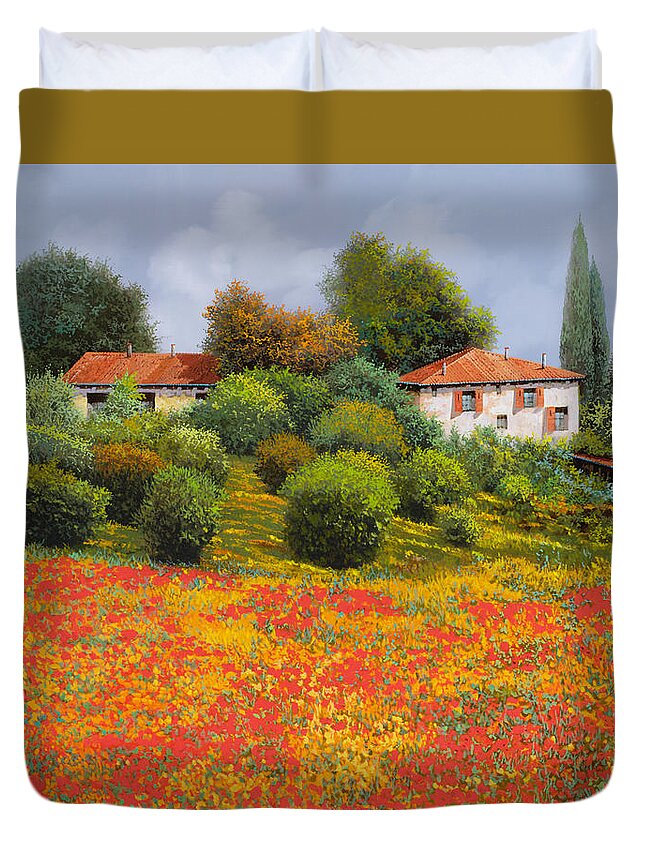 Summer Duvet Cover featuring the painting L'estate fiorita by Guido Borelli