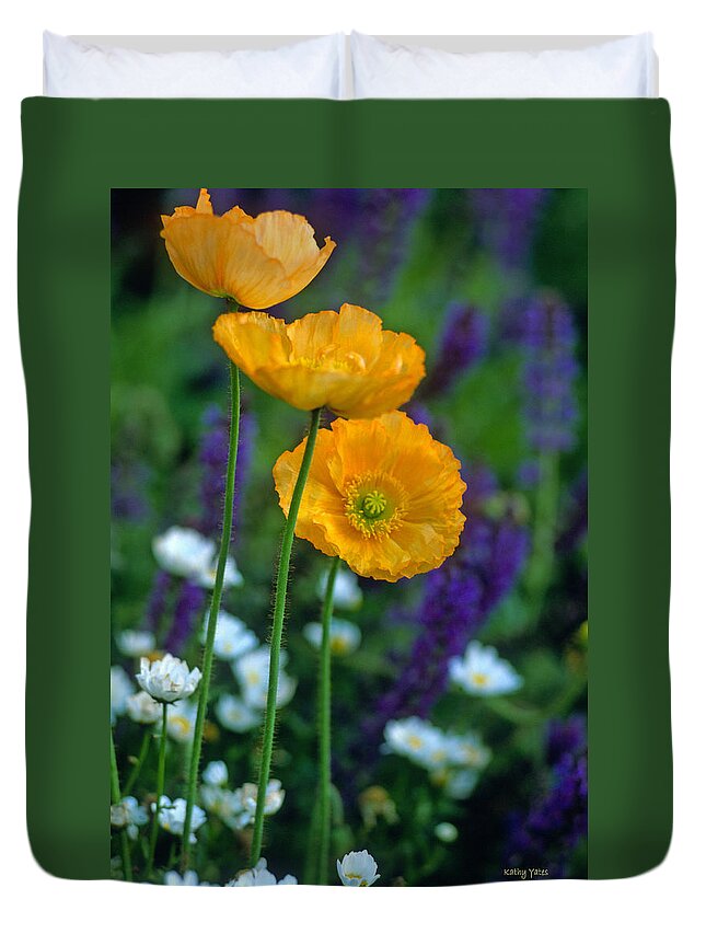 Flowers Duvet Cover featuring the photograph La Playa Poppies by Kathy Yates