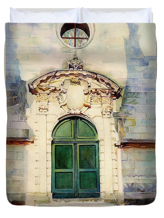 Porte Duvet Cover featuring the painting La Porte du Palais by Francoise Chauray