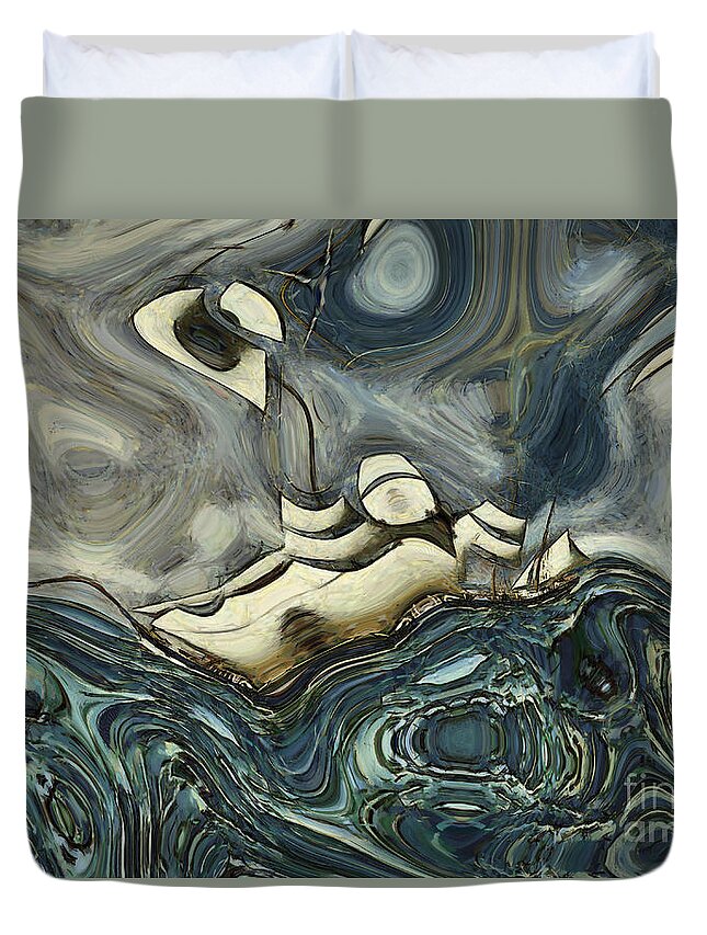 Abstract Duvet Cover featuring the digital art La Tempete - s01a-301b by Variance Collections