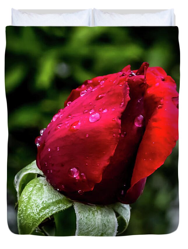 Flower Duvet Cover featuring the digital art La Vie en Rose by Ed Stines