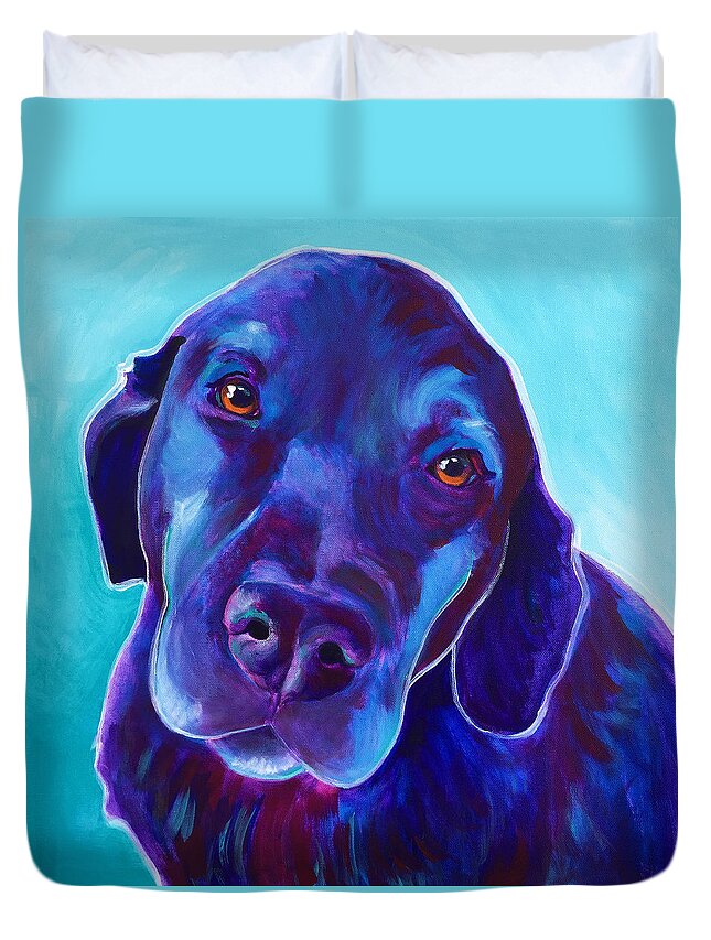 Dog Duvet Cover featuring the painting Lab - Gus by Dawg Painter