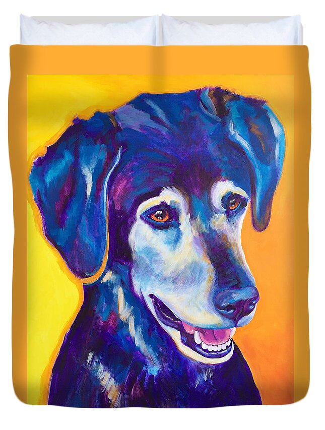Dog Duvet Cover featuring the painting Labrador - Kenobi by Dawg Painter