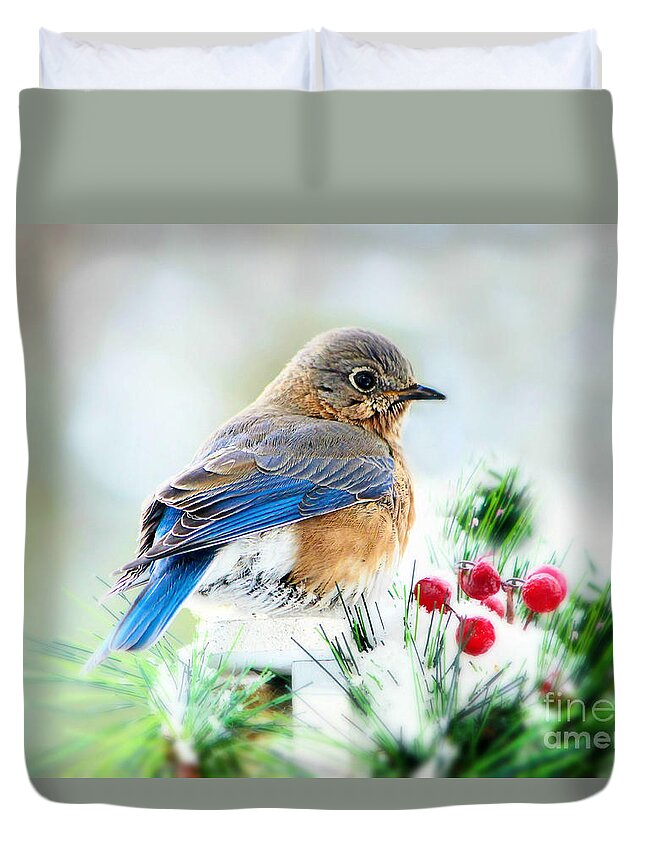 Bluebird Duvet Cover featuring the photograph Lady Bluebird by Tina LeCour