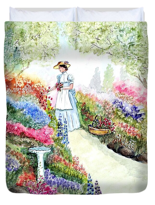 Lady In English Garden Duvet Cover For Sale By Norma Pratt