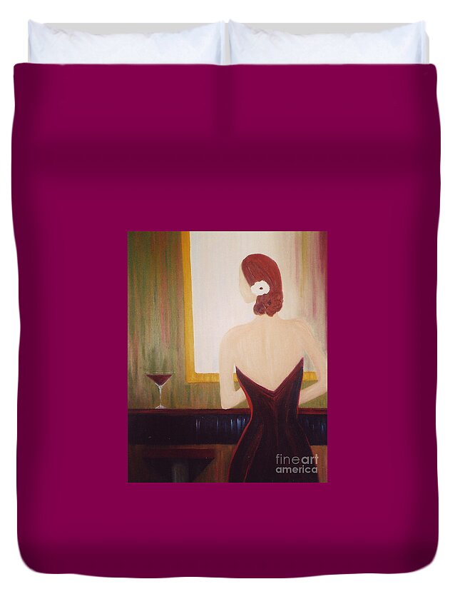 Martini Duvet Cover featuring the painting Lady Sadie by Artist Linda Marie