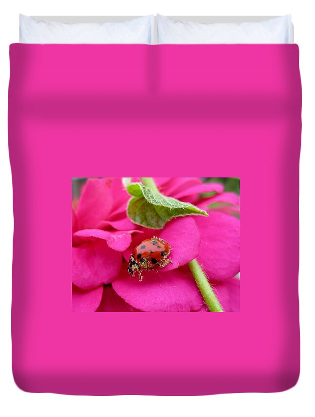 Ladybug Duvet Cover featuring the photograph Ladybug - Gardening by Susan Carella