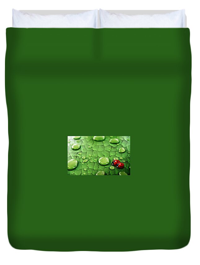 Ladybug Duvet Cover featuring the digital art Ladybug by Maye Loeser