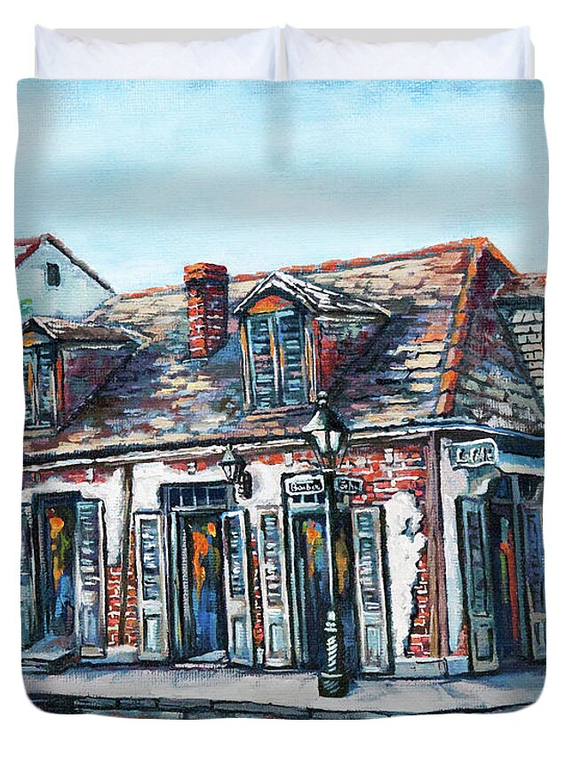 New Orleans Art Duvet Cover featuring the painting Lafitte's Blacksmith Shop by Dianne Parks