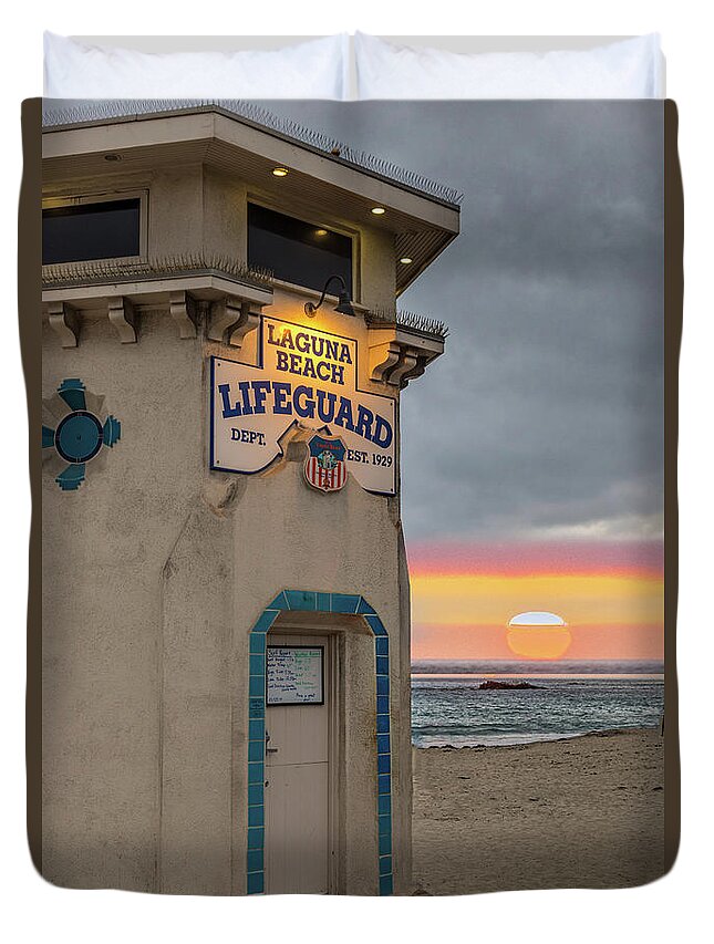 Beach Duvet Cover featuring the photograph Laguna Beach Sunset by Peter Tellone