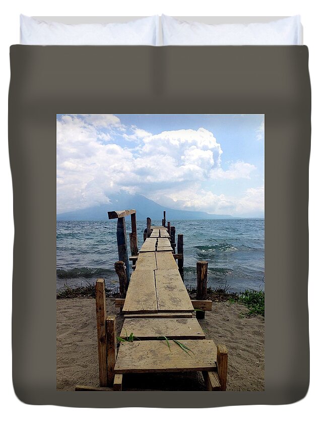 Guatemala Duvet Cover featuring the photograph Lake Atitlan Dock by Brian Eberly