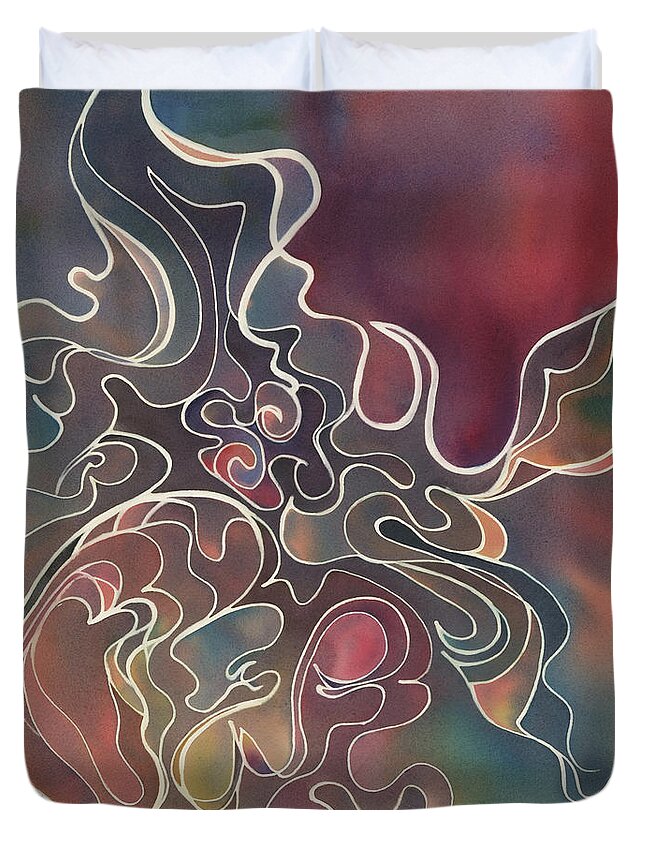 Watercolor Duvet Cover featuring the painting Lake Bottom II by Johanna Axelrod