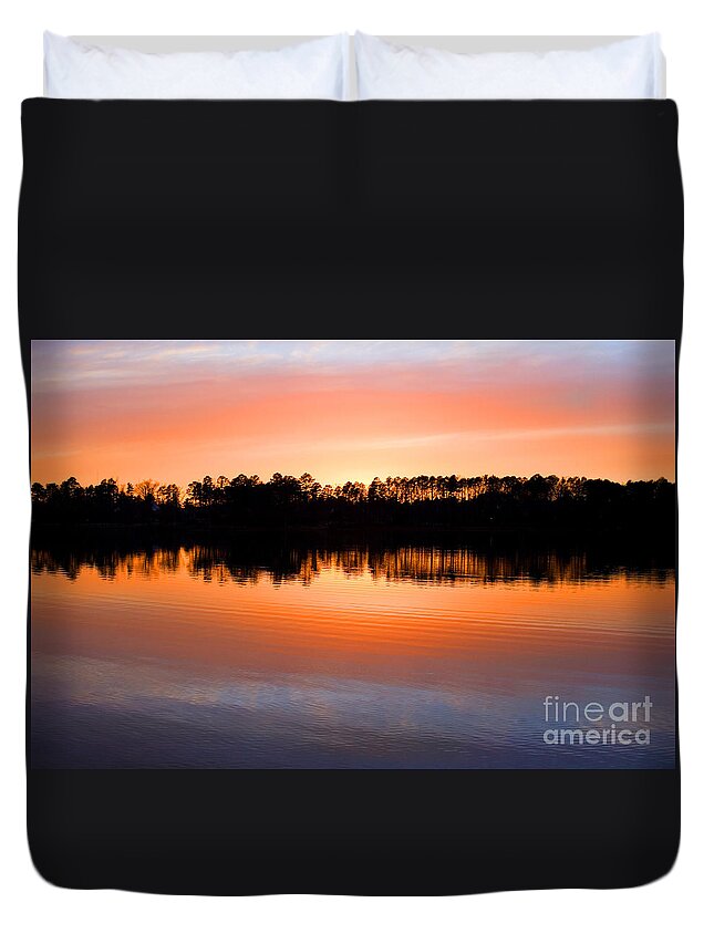 Sunset Duvet Cover featuring the photograph Lake Maumelle Sunset by Tim Hightower