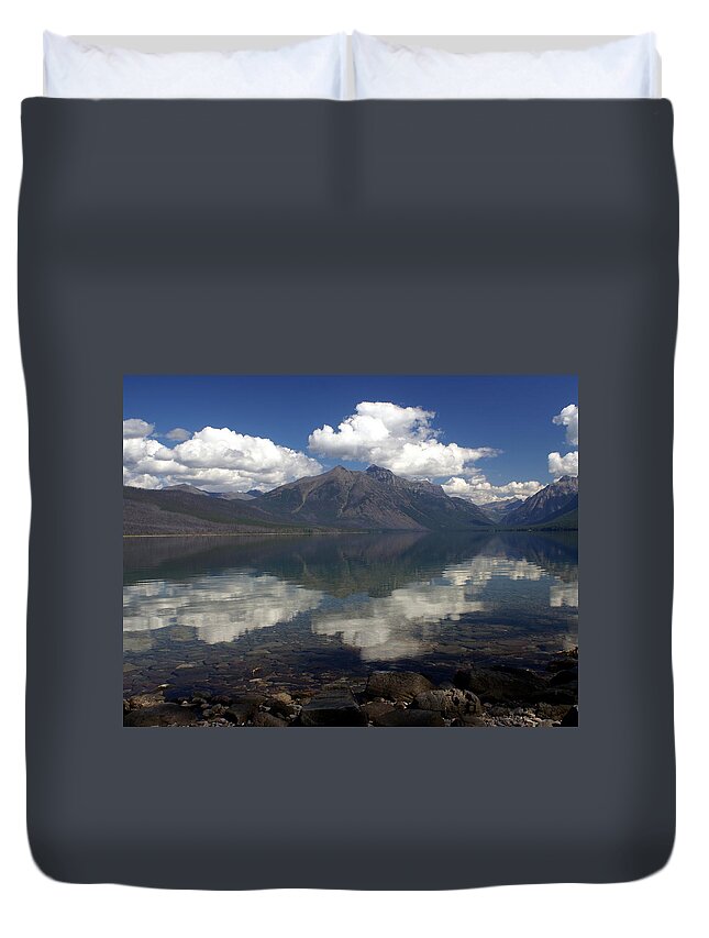 Glacier National Park Duvet Cover featuring the photograph Lake Mcdonald Reflection Glacier National Park by Marty Koch