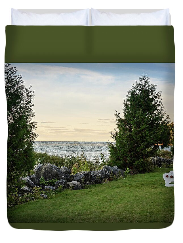 Baileys Harbor Duvet Cover featuring the photograph Lake Michigan in the Evening by Joni Eskridge