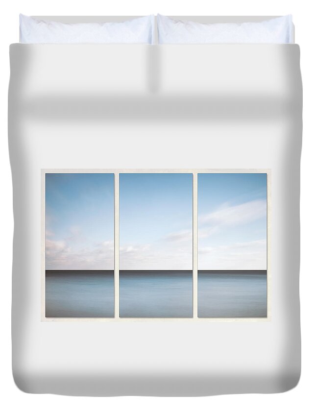 Scott Norris Photography Duvet Cover featuring the photograph Lake Michigan Minimalist Triptych by Scott Norris