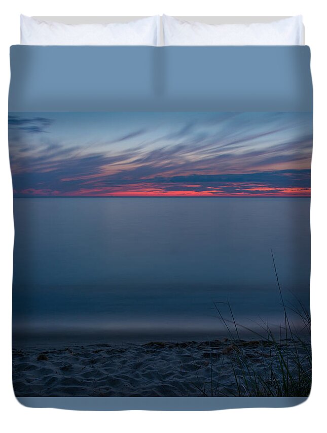 Lake Michigan Duvet Cover featuring the photograph Lake Michigan Sunset 2 by Pravin Sitaraman
