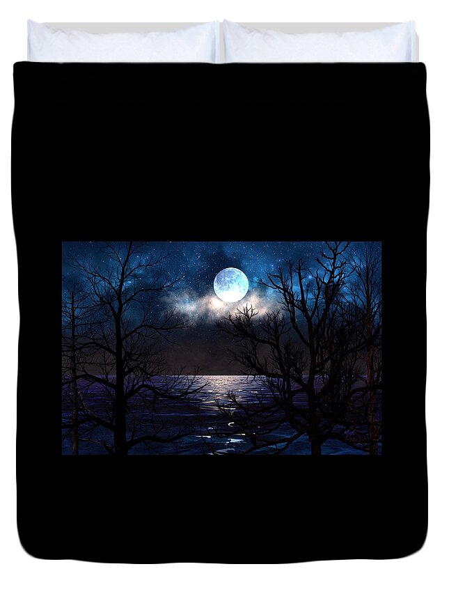  Duvet Cover featuring the painting Lake Midnight by Mark Taylor