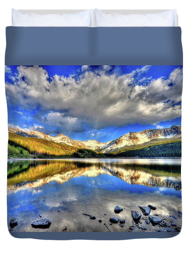Mountain Duvet Cover featuring the photograph Lake of Time by Scott Mahon