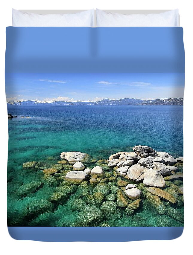 Lake Tahoe Duvet Cover featuring the photograph Lake Tahoe Spring Clarity by Sean Sarsfield