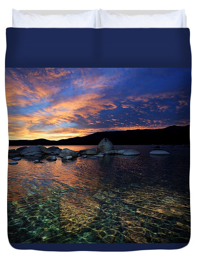 Lake Tahoe Duvet Cover featuring the photograph Lake Tahoe Sundown by Sean Sarsfield
