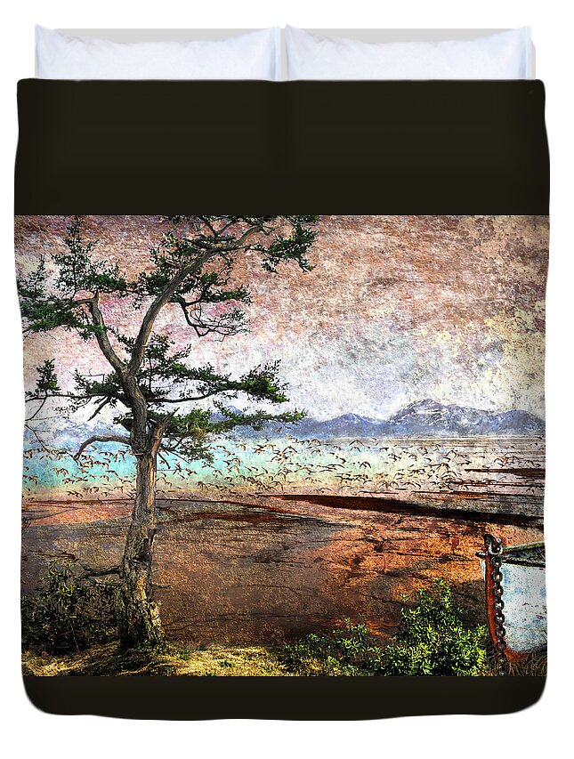 Lake Duvet Cover featuring the digital art Lake View by Ken Taylor