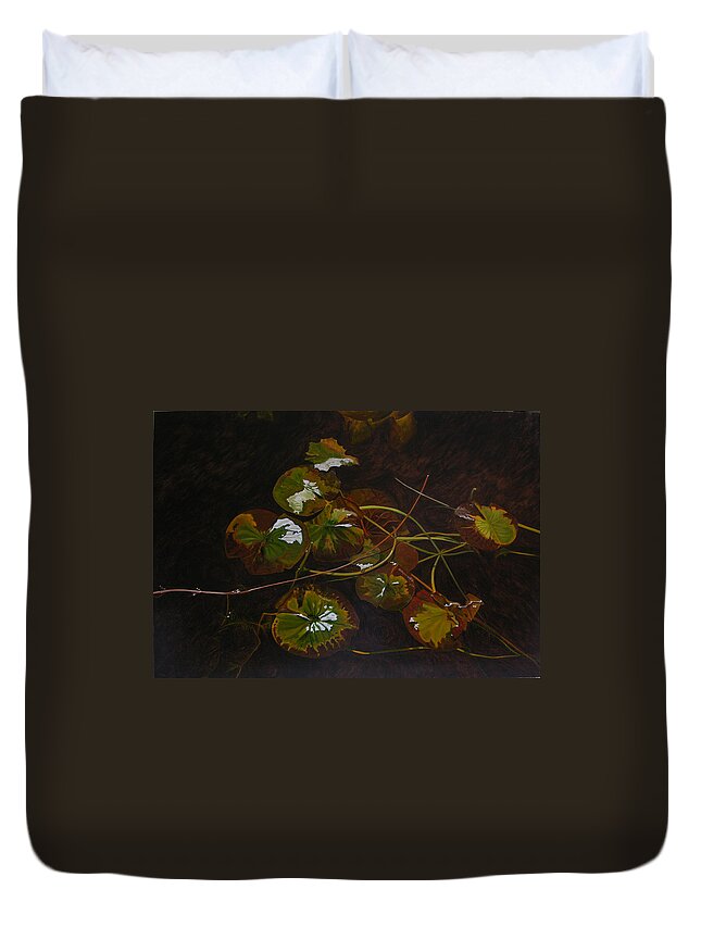 Waterlilies Duvet Cover featuring the painting Lake Washington Lily Pad 16 by Thu Nguyen