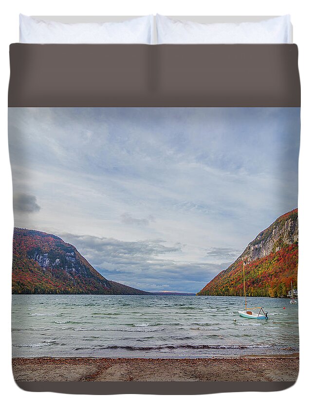 Vermont Duvet Cover featuring the photograph Lake Willoughby Blustery Fall Day by Tim Kirchoff