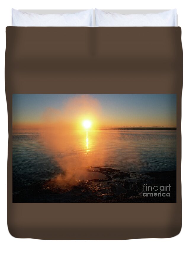 Geyser Duvet Cover featuring the photograph Lakeshore Geyser, Yellowstone NP, Wyoming by Kevin Shields