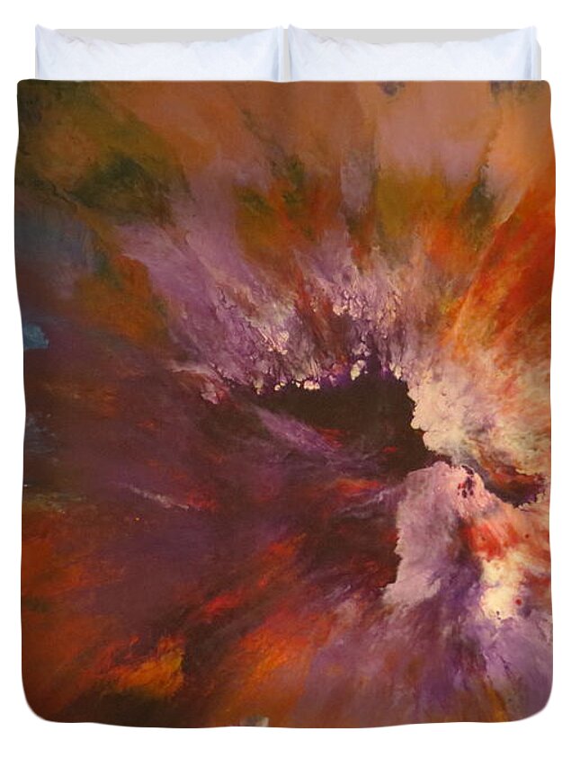 Abstract Duvet Cover featuring the painting Lambent by Soraya Silvestri
