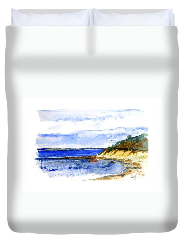 Seascape Duvet Cover featuring the painting Lambert Cove by Paul Gaj