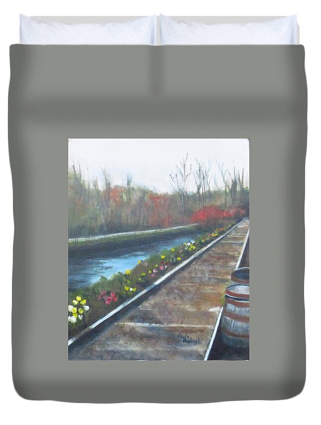 Lambertville Duvet Cover featuring the painting Lambertville RR #2 by Paula Pagliughi