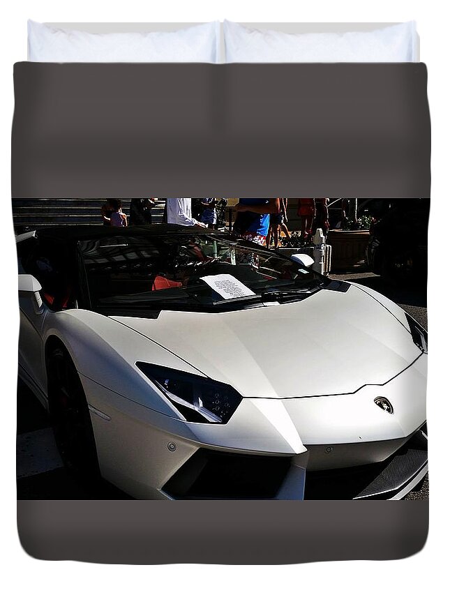 Lamborghini Duvet Cover featuring the photograph Lamborghini Aventador Roadster by Anthony Croke