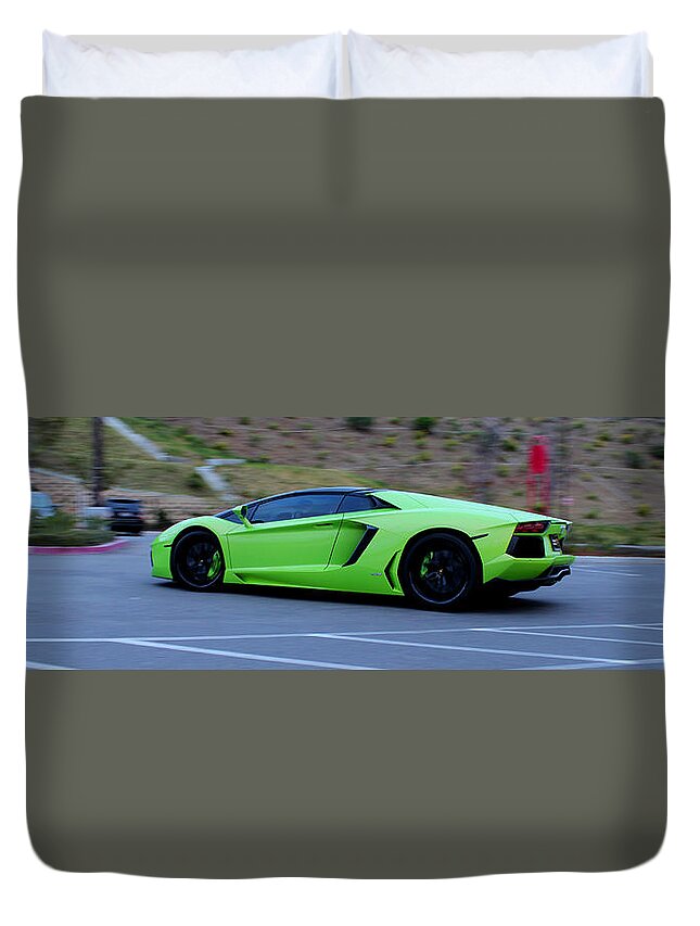 Lamborghini Duvet Cover featuring the digital art Lamborghini by Maye Loeser