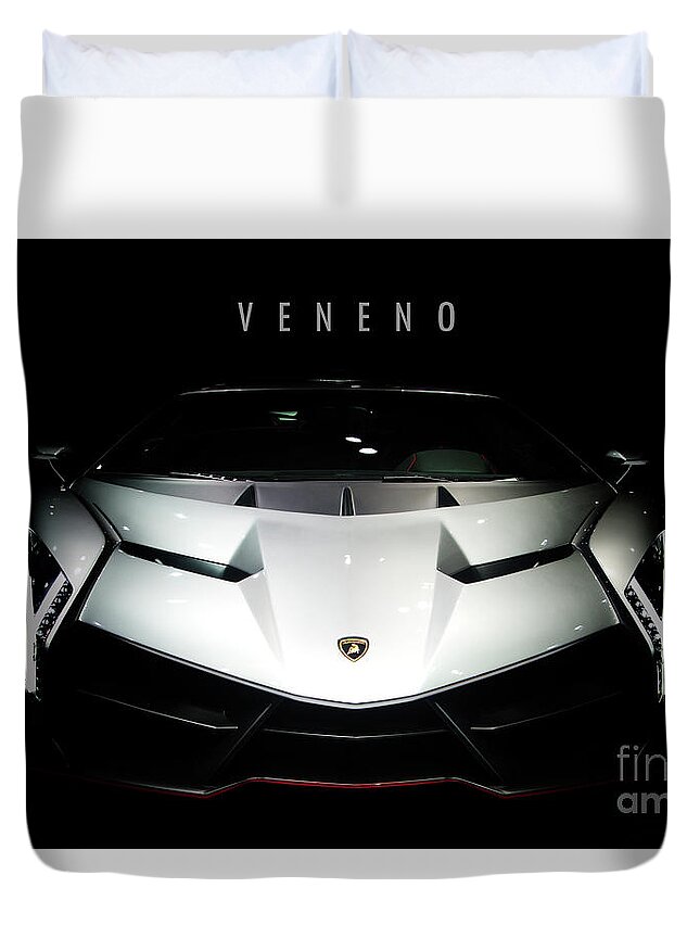 Lamborghini Duvet Cover featuring the digital art Lamborghini Veneno by Airpower Art