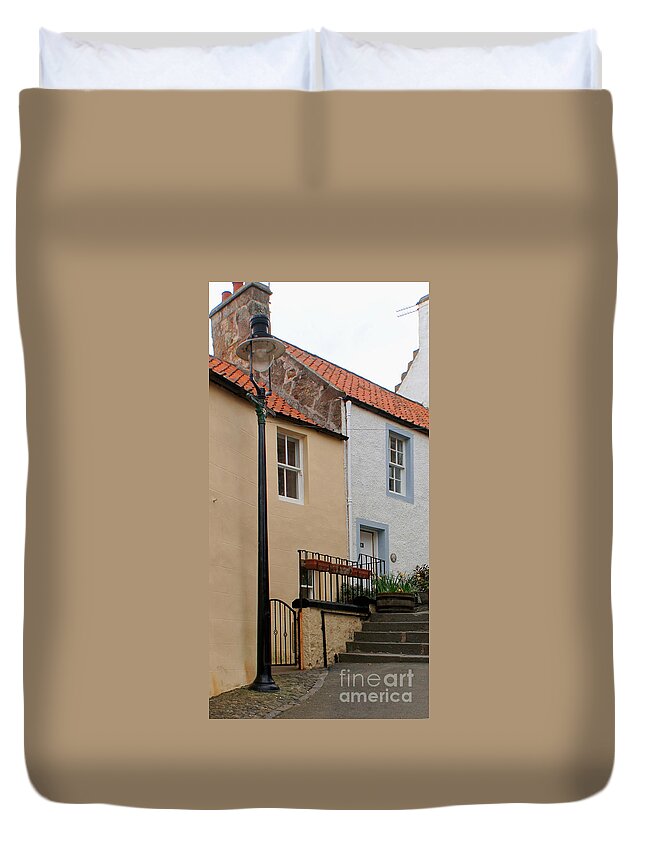 Lamppost Duvet Cover featuring the photograph Lamppost on narrow street by Elena Perelman